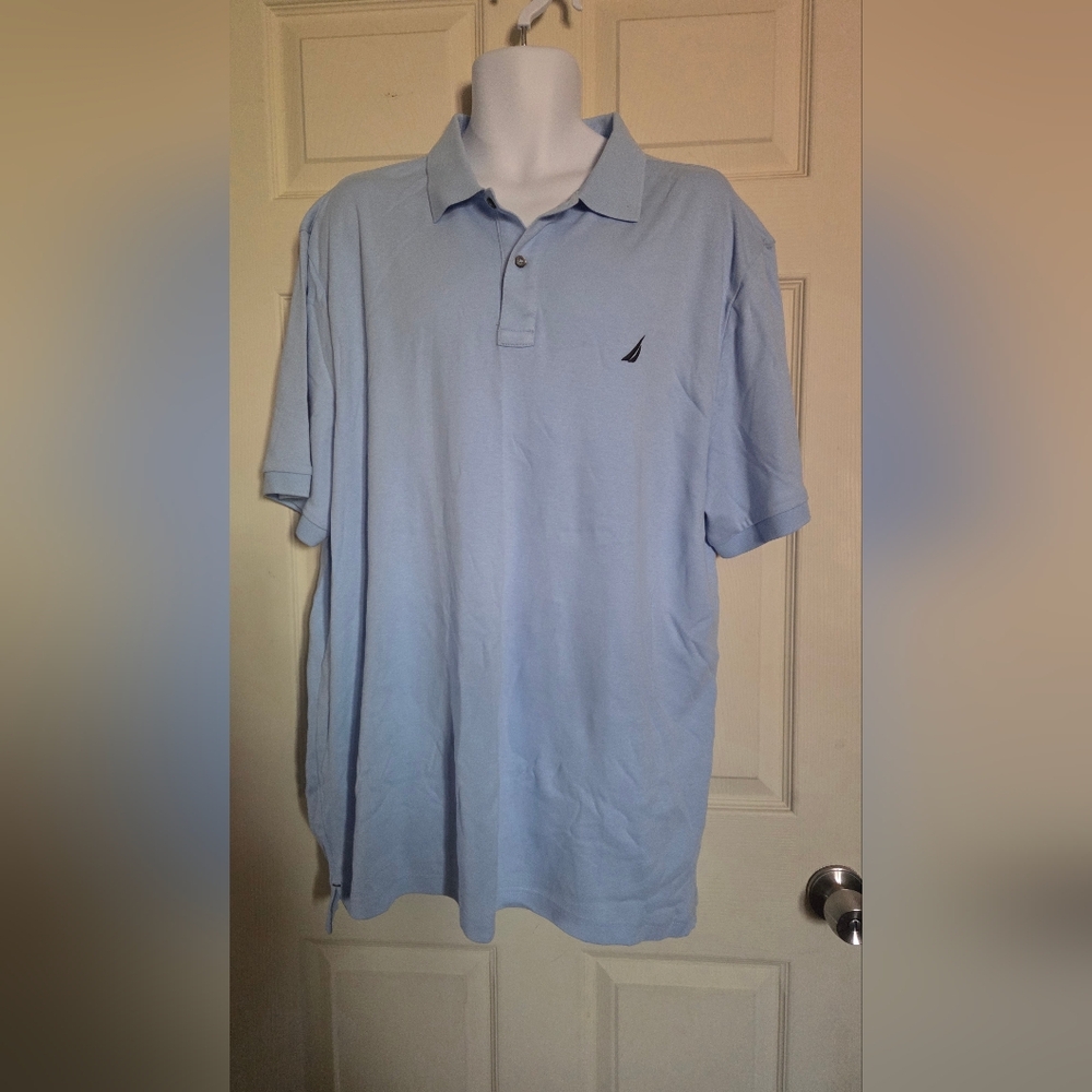 Nautica Light Blue Men's Polo Shirt with Sailboat Logo XXL